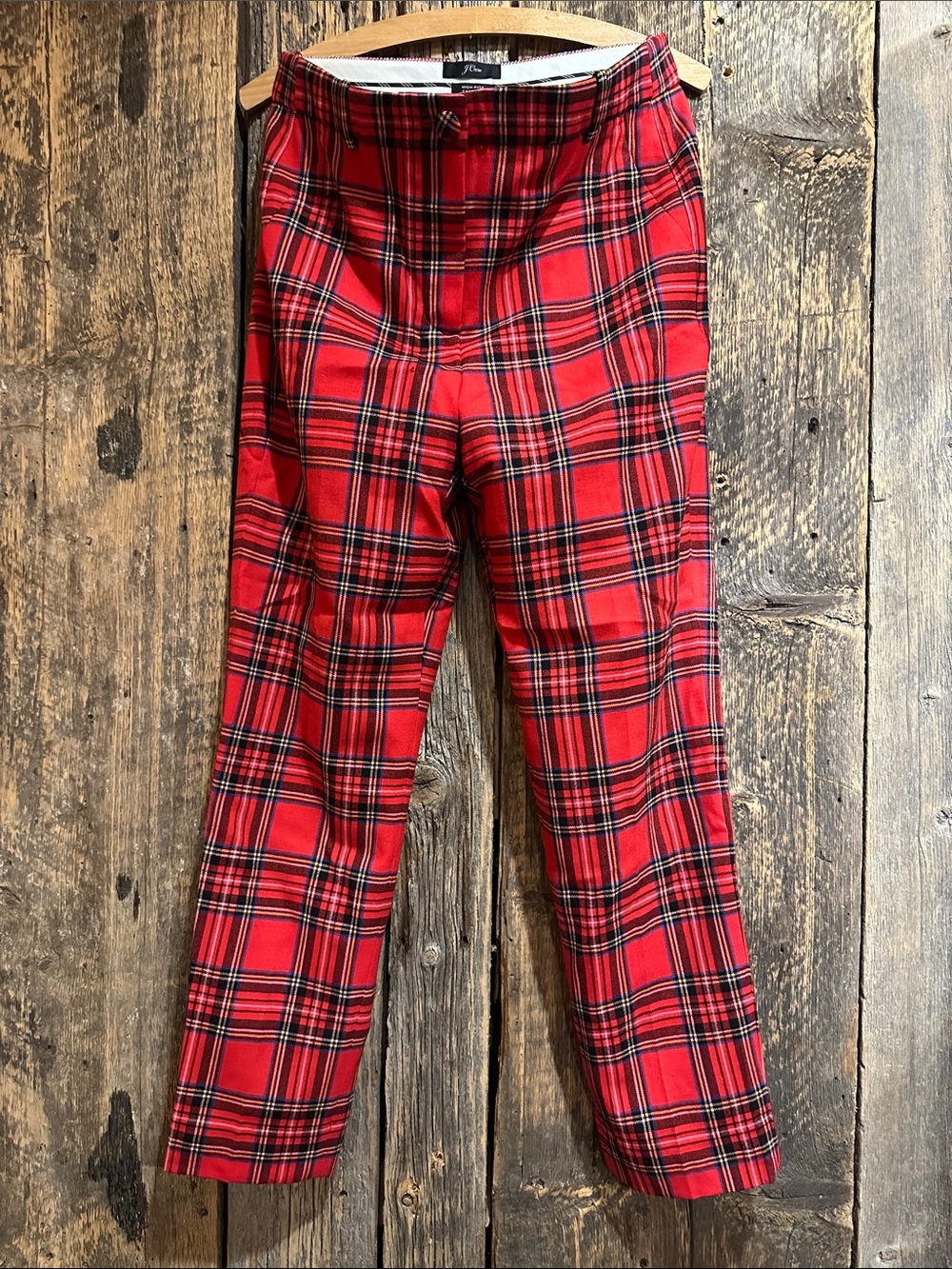 J.Crew High-Rise Cameron Pant Red Stewart Tartan Plaid Size 6